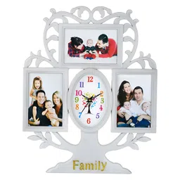 Attractionz White & Black Oval Shaped Contemporary Analogue Wall Clock With Photo Frame-picture-13