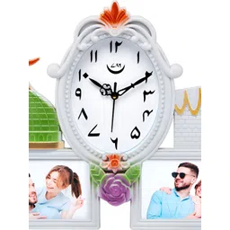 Attractionz White and Green Round Textured Analogue Contemporary Wall Clock-picture-24