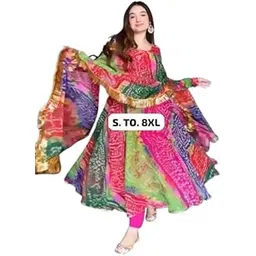 Attractive Georgette A-Line Maxi Gown for Women with Dupatta (P-20801903-L) Multicolour-picture-55