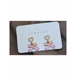 ATTRACTIVE SISTER Gold Plated Heart Pink Drop Earrings-picture-20