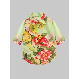 a.t.u.n. A T U N Boys Sea Green Classic Floral Printed Pure Cotton Casual Shirt-picture-48