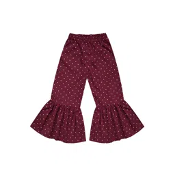 a.t.u.n. A T U N Girls Maroon Printed Ruffle Trousers-picture-10