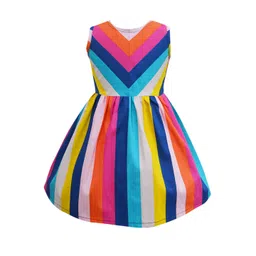 a.t.u.n. A T U N Girls Multicoloured Striped A-Line Cotton Dress-picture-43