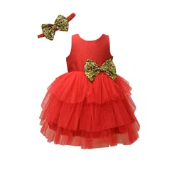 a.t.u.n. A T U N Red Layered Net Dress-picture-18