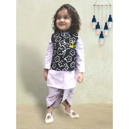 A.T.U.N. Boys Lavender & Black Cotton Printed Full Sleeves Kurta Set-picture-21