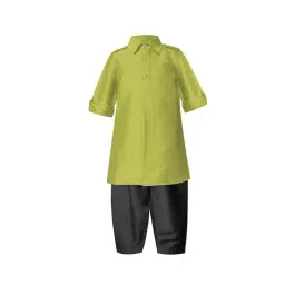 A.T.U.N. Boys Lime Green & Black Regular Full Sleeves Pathani Kurta with Pyjamas-picture-43