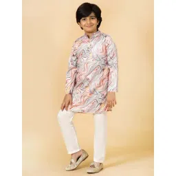 A.T.U.N. Boys Peach Printed Full Sleeves Kurta Set-picture-32