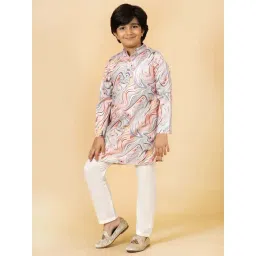 A.T.U.N. Boys Peach Printed Full Sleeves Kurta Set-picture-33