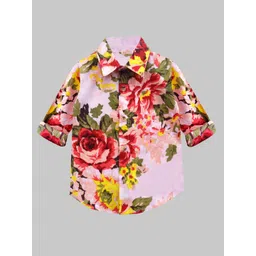A.T.U.N. Boys Pink Classic Floral Printed Pure Cotton Regular Fit Casual Shirt-picture-36