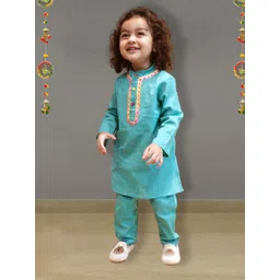 A.T.U.N. Boys Regular Thread Work Linen Kurta with Pyjamas-picture-43