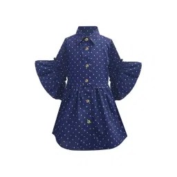 A.T.U.N. Dark Navy & White Printed Full Sleeves Shirt Dress-picture-32