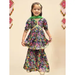 A.T.U.N. Girls Black & Green Printed Kurta Set-picture-34