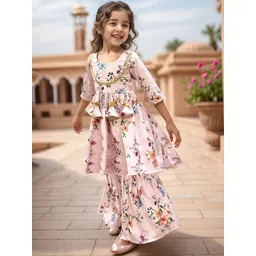 A.T.U.N. Girls Floral Printed Regular Gotta Patti Kurta with Sharara-picture-33