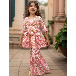A.T.U.N. Girls Floral Printed Round Neck Fit & Flare Kurti with Sharara-picture-29