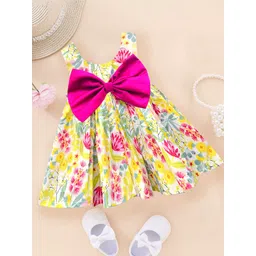 A.T.U.N. Girls Floral Printed Round Neck Sleeveless Bow Fit & Flare Dress-picture-32