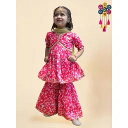 A.T.U.N. Girls Fuchsia & Beige Printed Kurta Set-picture-30