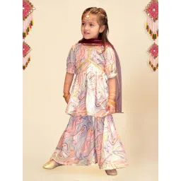 A.T.U.N. Girls Peach & Maroon Printed Kurta Set-picture-27
