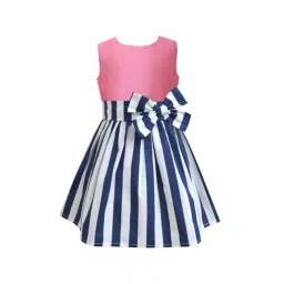 A.T.U.N. Girls Pink & Navy Striped Dress-picture-42