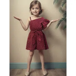 A.T.U.N. Girls Polka Dot One Shoulder Shoulder Straps Romper Jumpsuit-picture-34