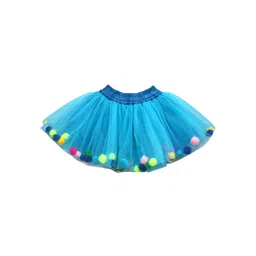 A.T.U.N. Girls Turquoise Blue Solid Flared Mini Tutu Skirt-picture-44