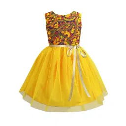 A.T.U.N. Girls Yellow & Navy Embroidered Dress-picture-20