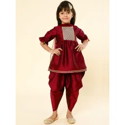 A.T.U.N. Girls Yoke Design Empire Gotta Patti Kurti with Dhoti Pants & With Dupatta-picture-33
