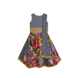 A.T.U.N. Grey Floral Print Lehenga with Blouse & Dupatta-picture-29