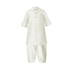 A.T.U.N. Ivory Solid Full Sleeves Pathani Kurta with Pyjamas-picture-31