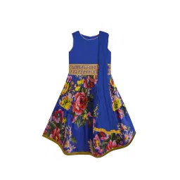 A.T.U.N. Royal Blue Floral Print Lehenga with Blouse & Dupatta-picture-41