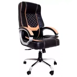 Augastra A020 Black And Beige High Backrest Leatherette Metal Office Executive Non-Ergonomic Chair-picture-25