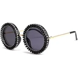 augen Glam Series Oversized Round Diamond Studded Sunglasses for Women | Luxury Rhinestone Crystal Bling Fashion | Party, Travel & Stylish Jewellery-Inspired (M266)-picture-41