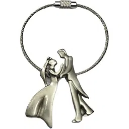 AUGEN Premium Couple-Silver Stainless Steel Keychain Metal For Gifting With Key Ring Anti-Rust (Pack Of 1)-picture-11