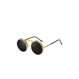 AUGEN Unisex Black Lens & Gold-Toned Round Sunglasses with-picture-10
