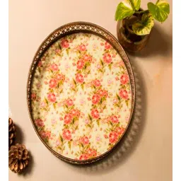 august collectives Floral Yellow Iron Round Serving Tray-picture-14