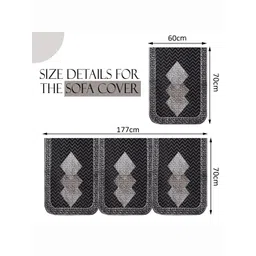 Aura 16 Pieces Grey Geometric Printed Cotton Sofa Covers image 4