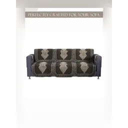Aura 16 Pieces Grey Geometric Printed Cotton Sofa Covers image 2