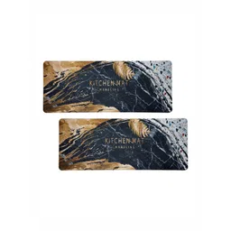 Aura 2-Pcs Black & Brown Printed Bed Side Runners For Home & Bedroom-picture-15