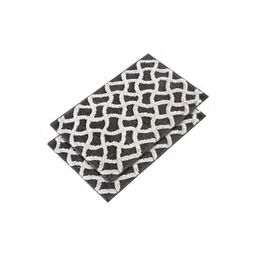 Aura 2-Pcs Black & White Zig Zag Design Velvet Anti-Skid Entrance Doormats-picture-34