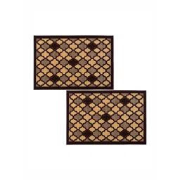 Aura 2-Pcs Brown & Black Hexagon-Printed Anti-Skid Doormat-picture-14