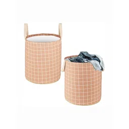 Aura 2-Pcs Brown Checked Cotton Foldable Laundry Bags With Handle - 60L-picture-38