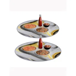 Aura 2-Pcs Grey & Black Abstract Printed Round Table Placemats-picture-28