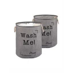 Aura 2-Pcs Grey Printed Foldable Laundry Bags With Handle - 60L-picture-29