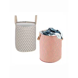 Aura 2-Pcs Maroon & Grey Printed Foldable LaundryBag60L-picture-13