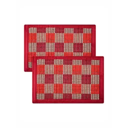 Aura 2-Pcs Maroon & Red Checked Anti-Skid Reversible Entryway Door Mat-image-17