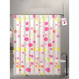 Aura 2-Pcs Pink & Yellow Bubbles Printed Waterproof ShowerCurtainWithHooks-picture-34