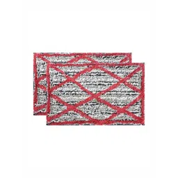 Aura 2-Pcs Red & Grey Katli Pattern Microfibre Super Soft Anti-Skid Bath Mats-image-4