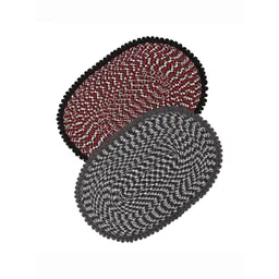 Aura 2-Pcs Red & Grey Spiral Oval Doormat-image-44