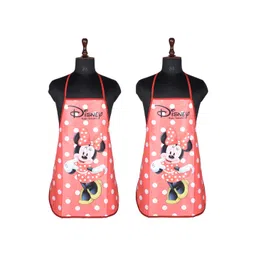 Aura 2-Pcs Red & White Disney Minnie Printed Waterproof Skin Friendly Kitchen Aprons-image-43