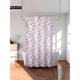 Aura 2-Pcs White & Pink Printed Shower Curtain With 8 Rings-picture-14