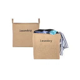 Aura 2Pcs Brown & Black Printed Foldable Laundry Bags With Handles - 55 L Each-picture-17